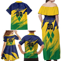 Custom Rugby Saint Vincent and the Grenadines Family Matching Off Shoulder Maxi Dress and Hawaiian Shirt Go SVG Amazona Guildingii - Wonder Print Shop