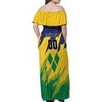 Custom Rugby Saint Vincent and the Grenadines Family Matching Off Shoulder Maxi Dress and Hawaiian Shirt Go SVG Amazona Guildingii - Wonder Print Shop