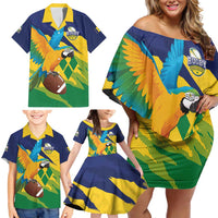 Custom Rugby Saint Vincent and the Grenadines Family Matching Off Shoulder Short Dress and Hawaiian Shirt Go SVG Amazona Guildingii - Wonder Print Shop