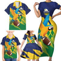 Custom Rugby Saint Vincent and the Grenadines Family Matching Short Sleeve Bodycon Dress and Hawaiian Shirt Go SVG Amazona Guildingii - Wonder Print Shop