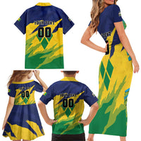 Custom Rugby Saint Vincent and the Grenadines Family Matching Short Sleeve Bodycon Dress and Hawaiian Shirt Go SVG Amazona Guildingii - Wonder Print Shop