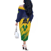 Custom Rugby Saint Vincent and the Grenadines Off The Shoulder Long Sleeve Dress Go SVG Amazona Guildingii - Wonder Print Shop