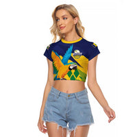 Custom Rugby Saint Vincent and the Grenadines Raglan Cropped T Shirt Go SVG Amazona Guildingii - Wonder Print Shop