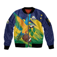 Custom Rugby Saint Vincent and the Grenadines Sleeve Zip Bomber Jacket Go SVG Amazona Guildingii - Wonder Print Shop