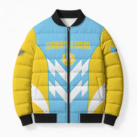 Custom Rugby Saint Lucia Bomber Puffer Jacket The Lucian Go Champion - Wonder Print Shop