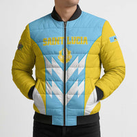 Custom Rugby Saint Lucia Bomber Puffer Jacket The Lucian Go Champion - Wonder Print Shop