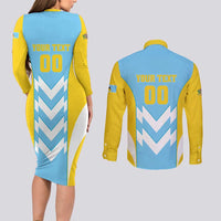 Custom Rugby Saint Lucia Couples Matching Long Sleeve Bodycon Dress and Long Sleeve Button Shirt The Lucian Go Champion - Wonder Print Shop
