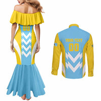 Custom Rugby Saint Lucia Couples Matching Mermaid Dress and Long Sleeve Button Shirt The Lucian Go Champion - Wonder Print Shop