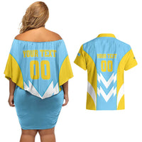 Custom Rugby Saint Lucia Couples Matching Off Shoulder Short Dress and Hawaiian Shirt The Lucian Go Champion - Wonder Print Shop