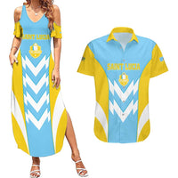 Custom Rugby Saint Lucia Couples Matching Summer Maxi Dress and Hawaiian Shirt The Lucian Go Champion - Wonder Print Shop