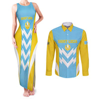 Custom Rugby Saint Lucia Couples Matching Tank Maxi Dress and Long Sleeve Button Shirt The Lucian Go Champion - Wonder Print Shop