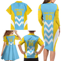 Custom Rugby Saint Lucia Family Matching Long Sleeve Bodycon Dress and Hawaiian Shirt The Lucian Go Champion - Wonder Print Shop