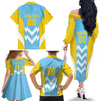 Custom Rugby Saint Lucia Family Matching Off The Shoulder Long Sleeve Dress and Hawaiian Shirt The Lucian Go Champion - Wonder Print Shop