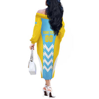 Custom Rugby Saint Lucia Off The Shoulder Long Sleeve Dress The Lucian Go Champion - Wonder Print Shop