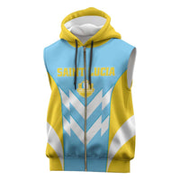 Custom Rugby Saint Lucia Sleeveless Zip Hoodie The Lucian Go Champion - Wonder Print Shop