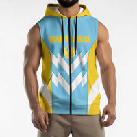 Custom Rugby Saint Lucia Sleeveless Zip Hoodie The Lucian Go Champion - Wonder Print Shop