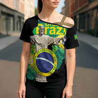 Personalized Brazil Christ the Redeemer Cross Shoulder Shirt Brasil Map Unique Stylized - Wonder Print Shop