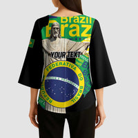 Personalized Brazil Christ the Redeemer Kimono Sleeve Blouse Brasil Map Unique Stylized - Wonder Print Shop