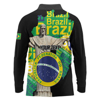 Personalized Brazil Christ the Redeemer Long Sleeve Polo Shirt Brasil Map Unique Stylized - Wonder Print Shop