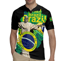 Personalized Brazil Christ the Redeemer Rugby Jersey Brasil Map Unique Stylized - Wonder Print Shop
