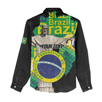 Personalized Brazil Christ the Redeemer Women Casual Shirt Brasil Map Unique Stylized - Wonder Print Shop