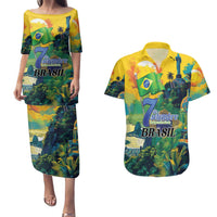 Personalized Brazil Sete de Setembro Couples Matching Puletasi and Hawaiian Shirt Brasil Rio de Janeiro Art Style - Wonder Print Shop