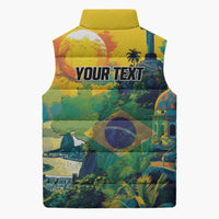 Personalized Brazil Sete de Setembro Sleeveless Puffer Jacket Brasil Rio de Janeiro Art Style - Wonder Print Shop