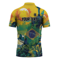 Personalized Brazil Sete de Setembro Zipper Polo Shirt Brasil Rio de Janeiro Art Style - Wonder Print Shop
