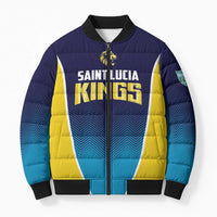 Custom St Lucia Kings Cricket Bomber Puffer Jacket Beinspired Come On - Wonder Print Shop