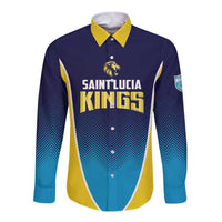 Custom St Lucia Kings Cricket Long Sleeve Button Shirt Beinspired Come On - Wonder Print Shop