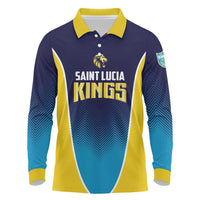 Custom St Lucia Kings Cricket Long Sleeve Polo Shirt Beinspired Come On - Wonder Print Shop