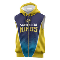 Custom St Lucia Kings Cricket Sleeveless Zip Hoodie Beinspired Come On - Wonder Print Shop