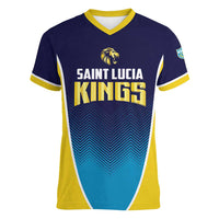Custom St Lucia Kings Cricket Women V-Neck T-Shirt Beinspired Come On - Wonder Print Shop