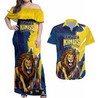 Custom Kings Saint Lucia Champions Cricket Couples Matching Off Shoulder Maxi Dress and Hawaiian Shirt St Lucia Glory Awaits - Wonder Print Shop
