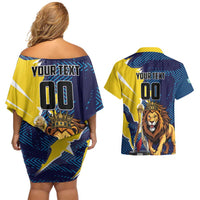Custom Kings Saint Lucia Champions Cricket Couples Matching Off Shoulder Short Dress and Hawaiian Shirt St Lucia Glory Awaits - Wonder Print Shop