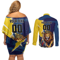 Custom Kings Saint Lucia Champions Cricket Couples Matching Off Shoulder Short Dress and Long Sleeve Button Shirt St Lucia Glory Awaits - Wonder Print Shop