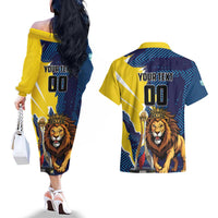 Custom Kings Saint Lucia Champions Cricket Couples Matching Off The Shoulder Long Sleeve Dress and Hawaiian Shirt St Lucia Glory Awaits - Wonder Print Shop