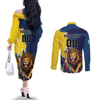 Custom Kings Saint Lucia Champions Cricket Couples Matching Off The Shoulder Long Sleeve Dress and Long Sleeve Button Shirt St Lucia Glory Awaits - Wonder Print Shop