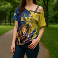 Custom Kings Saint Lucia Champions Cricket Cross Shoulder Shirt St Lucia Glory Awaits - Wonder Print Shop