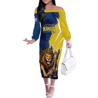 Custom Kings Saint Lucia Champions Cricket Family Matching Off The Shoulder Long Sleeve Dress and Hawaiian Shirt St Lucia Glory Awaits - Wonder Print Shop