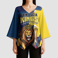 Custom Kings Saint Lucia Champions Cricket Kimono Sleeve Blouse St Lucia Glory Awaits - Wonder Print Shop