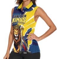Custom Kings Saint Lucia Champions Cricket Women Sleeveless Polo Shirt St Lucia Glory Awaits - Wonder Print Shop