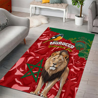 Morocco Independence Day Area Rug Barbary Lion With Moussier Redstart - Wonder Print Shop