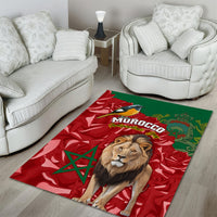 Morocco Independence Day Area Rug Barbary Lion With Moussier Redstart - Wonder Print Shop