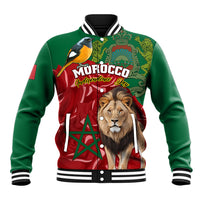 Morocco Independence Day Baseball Jacket Barbary Lion With Moussier Redstart - Wonder Print Shop