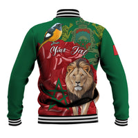 Morocco Independence Day Baseball Jacket Barbary Lion With Moussier Redstart - Wonder Print Shop