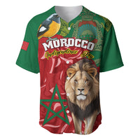 Morocco Independence Day Baseball Jersey Barbary Lion With Moussier Redstart - Wonder Print Shop
