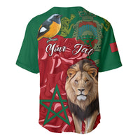 Morocco Independence Day Baseball Jersey Barbary Lion With Moussier Redstart - Wonder Print Shop