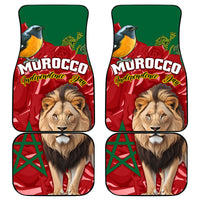 Morocco Independence Day Car Mats Barbary Lion With Moussier Redstart - Wonder Print Shop
