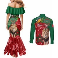 morocco-independence-day-couples-matching-mermaid-dress-and-long-sleeve-button-shirts-barbary-lion-with-moussier-redstart